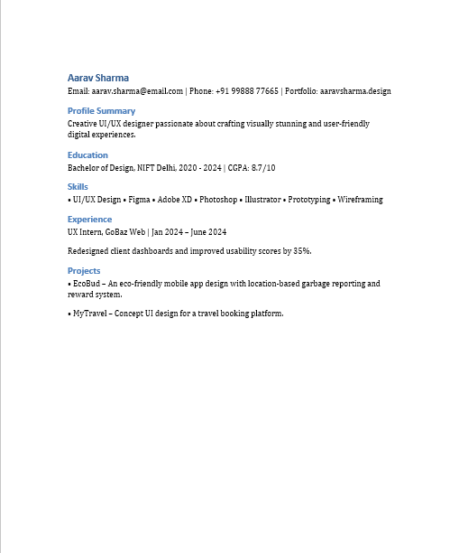 Modern Resume Template ₹9